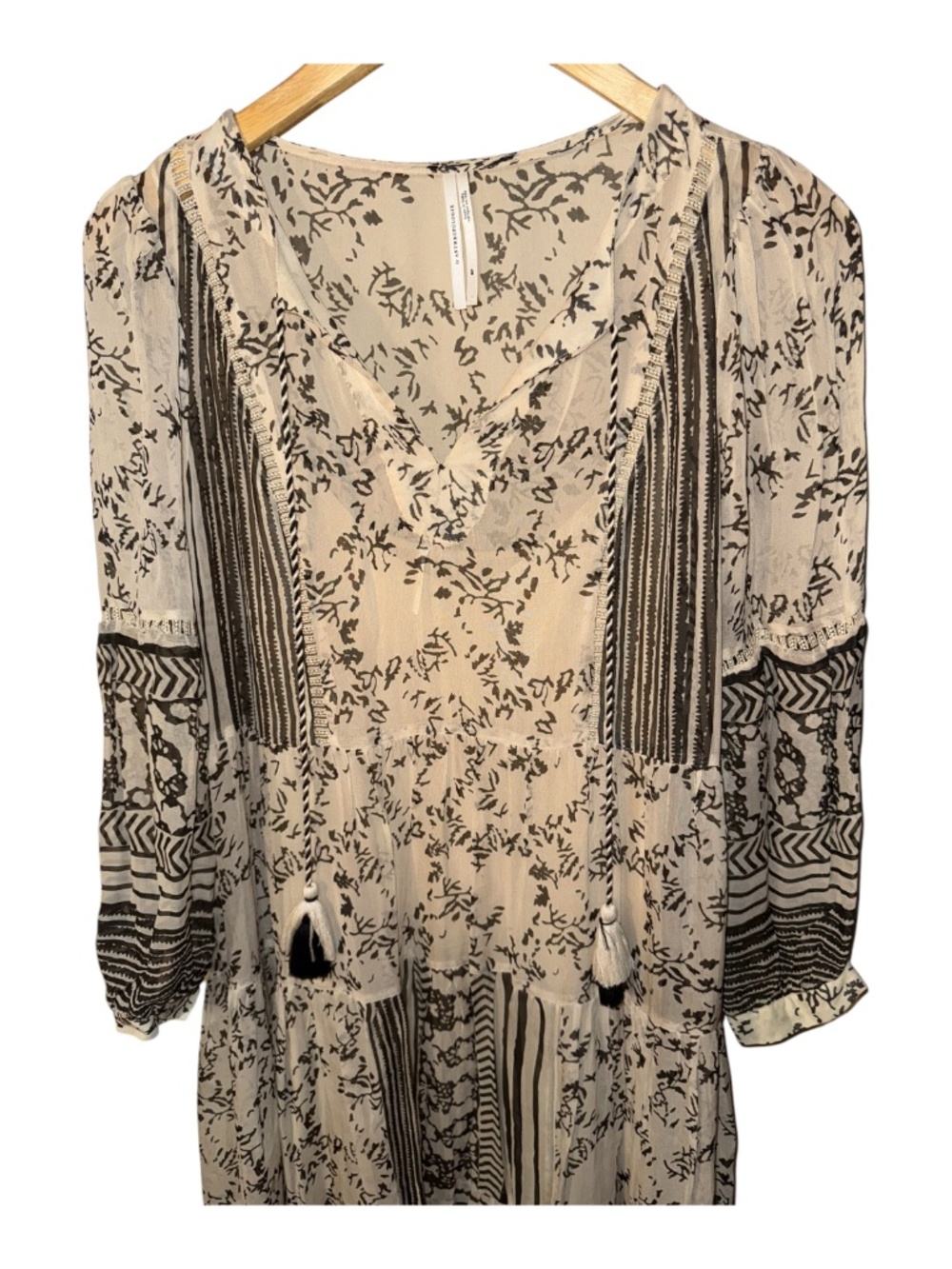 Anthropologie Talulah Midi Peasant Dress M P Tassel - Picture 5 of 6